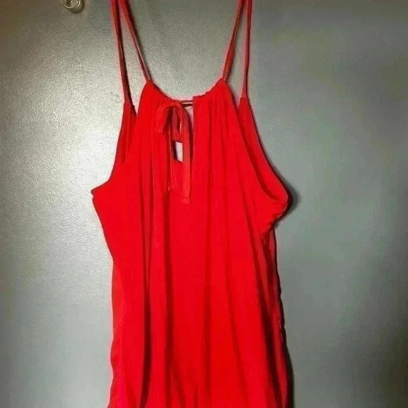 Salmon Blouse Size L Spaghetti Straps with Back Tie. Elastic Waist - Picture 2 of 3